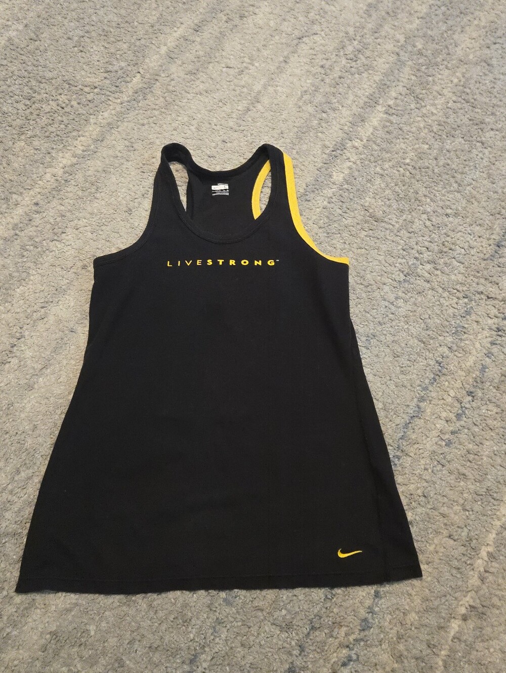 Livestrong Womens Racerback Tank Top Size L Black Yellow Dri Fit Athletic